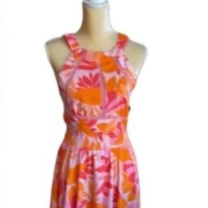 Abel the Label Anthropologie Rumi Maxi Dress NWT Orange Pink Sexy Back sz XS